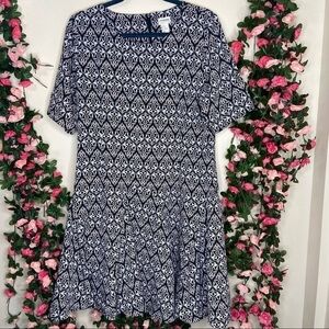 H&M Conscious Black/White Light Pink Pattern Fit & Flare Dress Womens Work 14